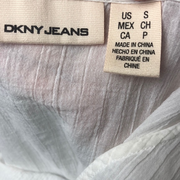 DKNY White 100% Cotton Batwing Eyelet Flutter Sleeve Blouse Top Size S - Picture 10 of 11